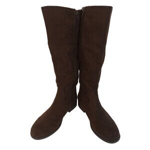 American Eagle Knee High Boots Womens Size 5 Brown Faux Suede Star Stud Decor